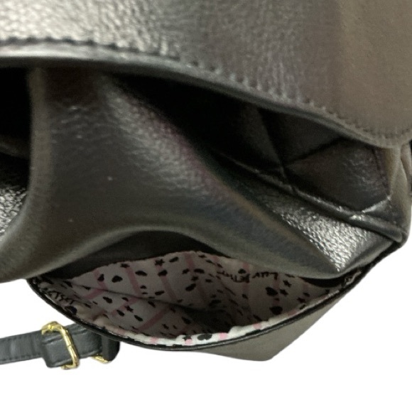 Betsy Johnson - NWOT - Black Vegan Leather Quilted Cat Ear Backpack Bag - Picture 5 of 12